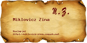 Miklovicz Zina névjegykártya